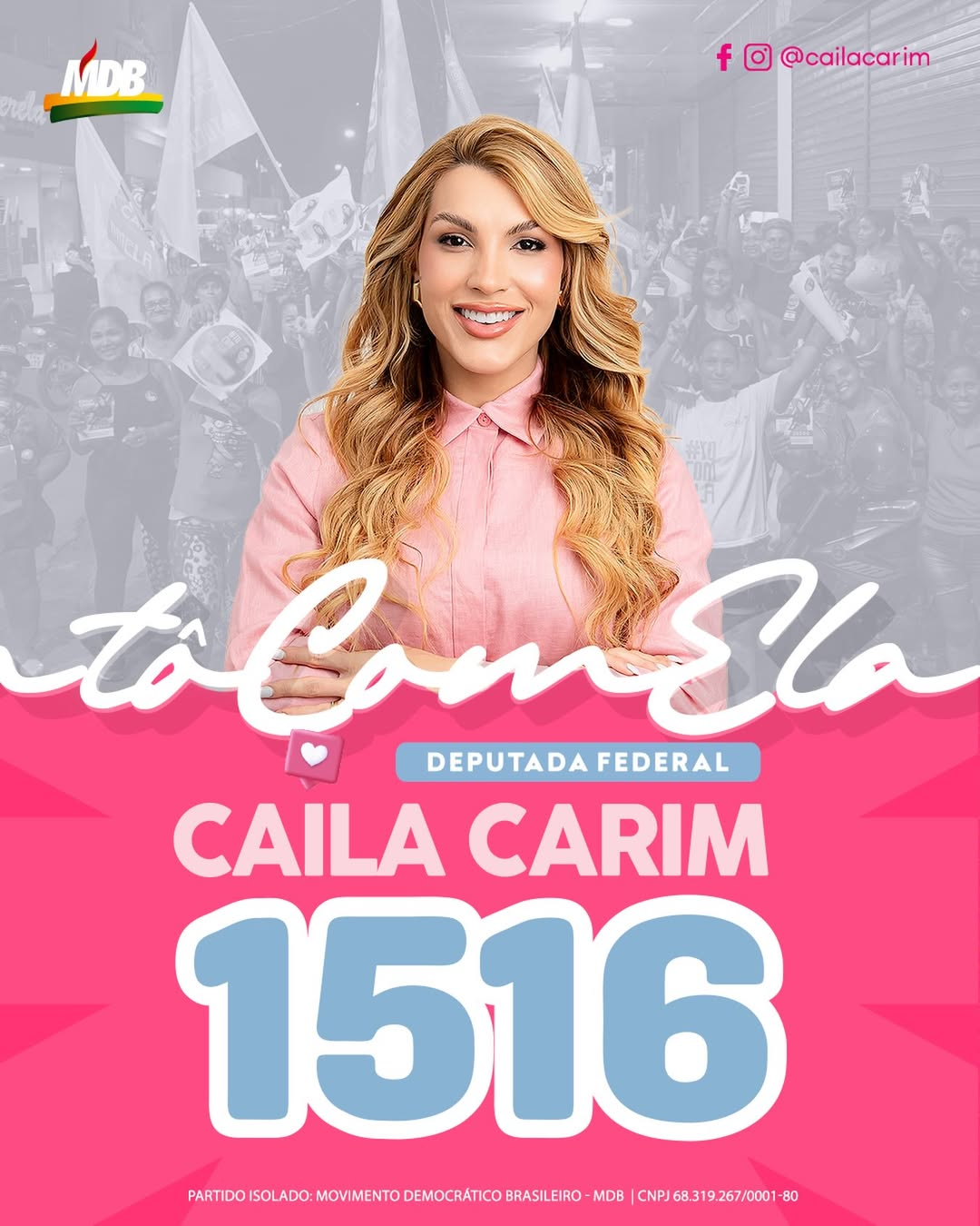 Caila Carim, candidata a deputada federal pelo Amazonas, número 1516
